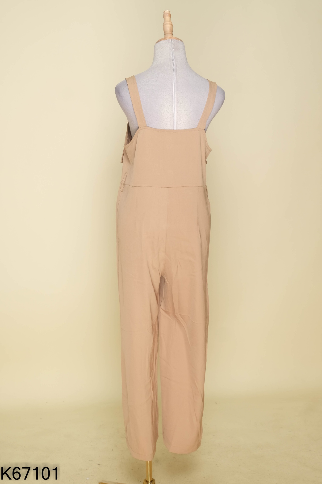 Jumpsuits hai dây be phối cúc