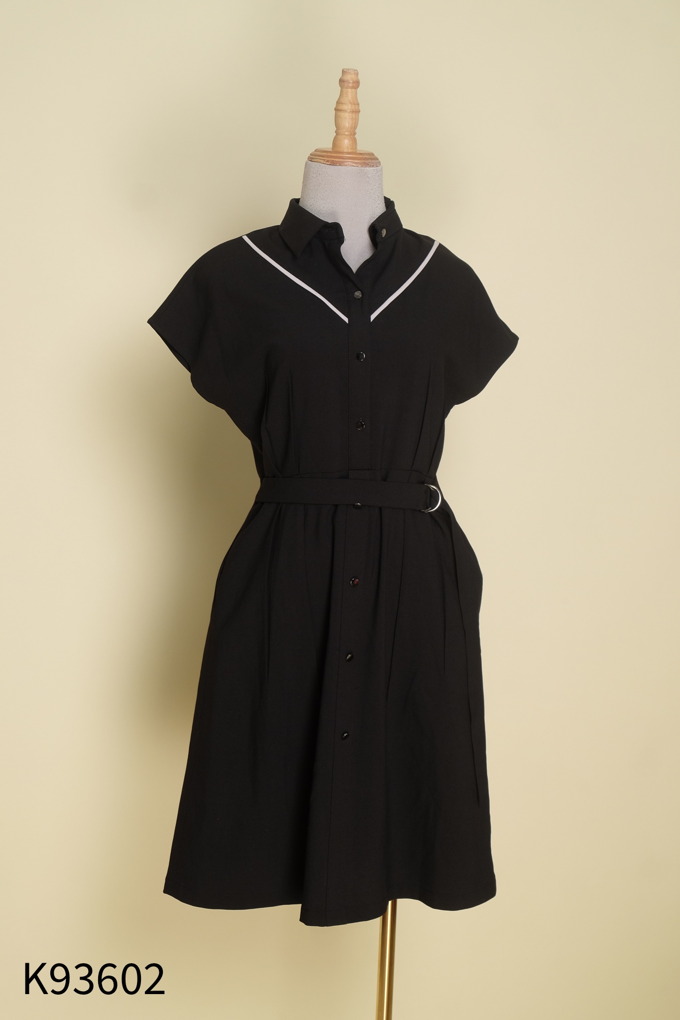 Váy ELA DRESS đen viền cổ trắng