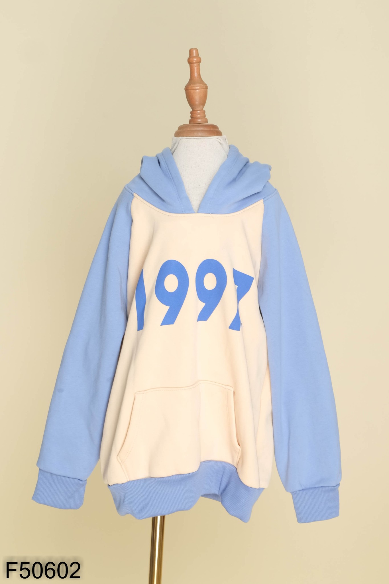 Áo hoodie xanh phối be kids