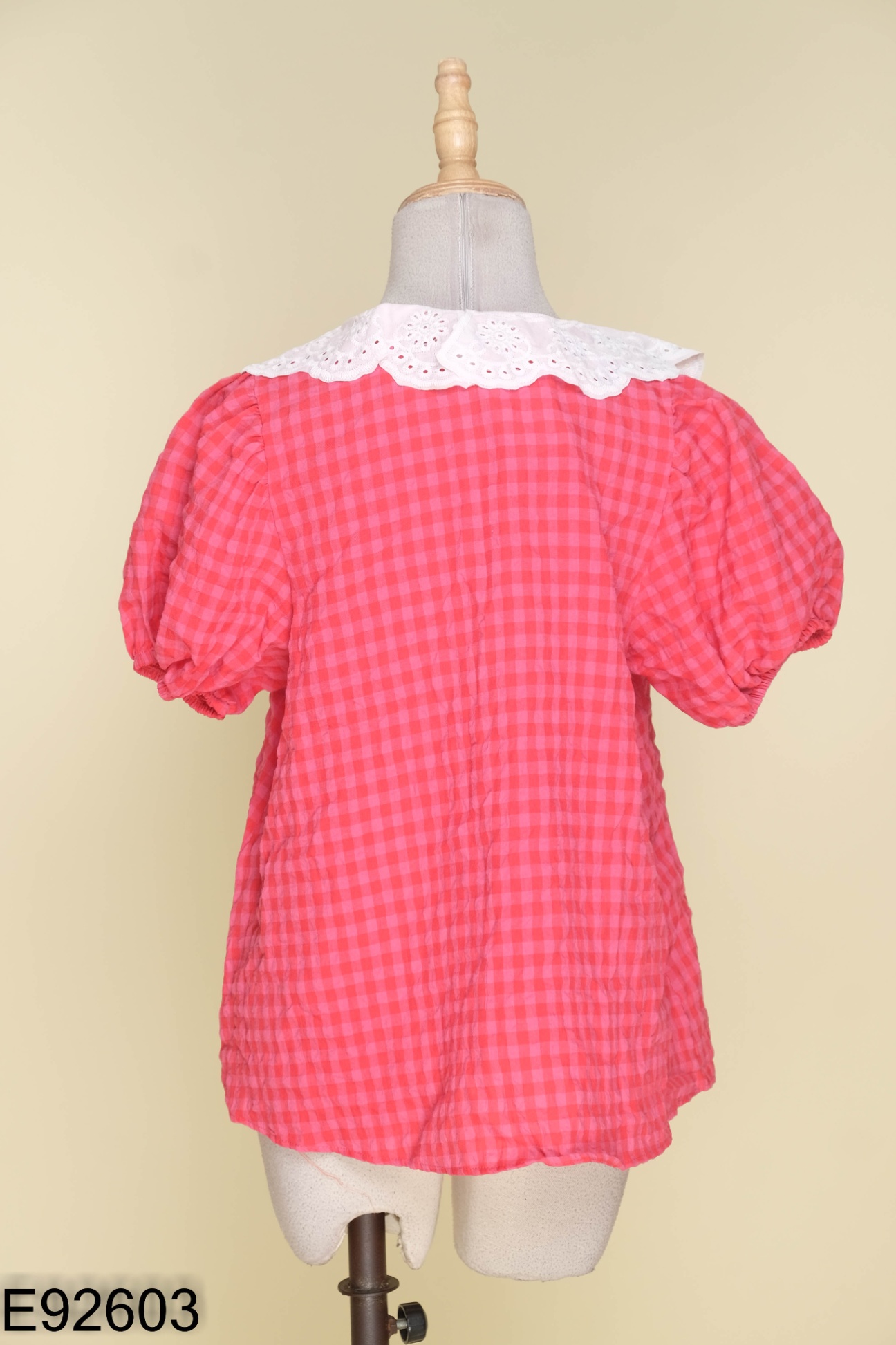 Áo babydoll hồng cổ trắng