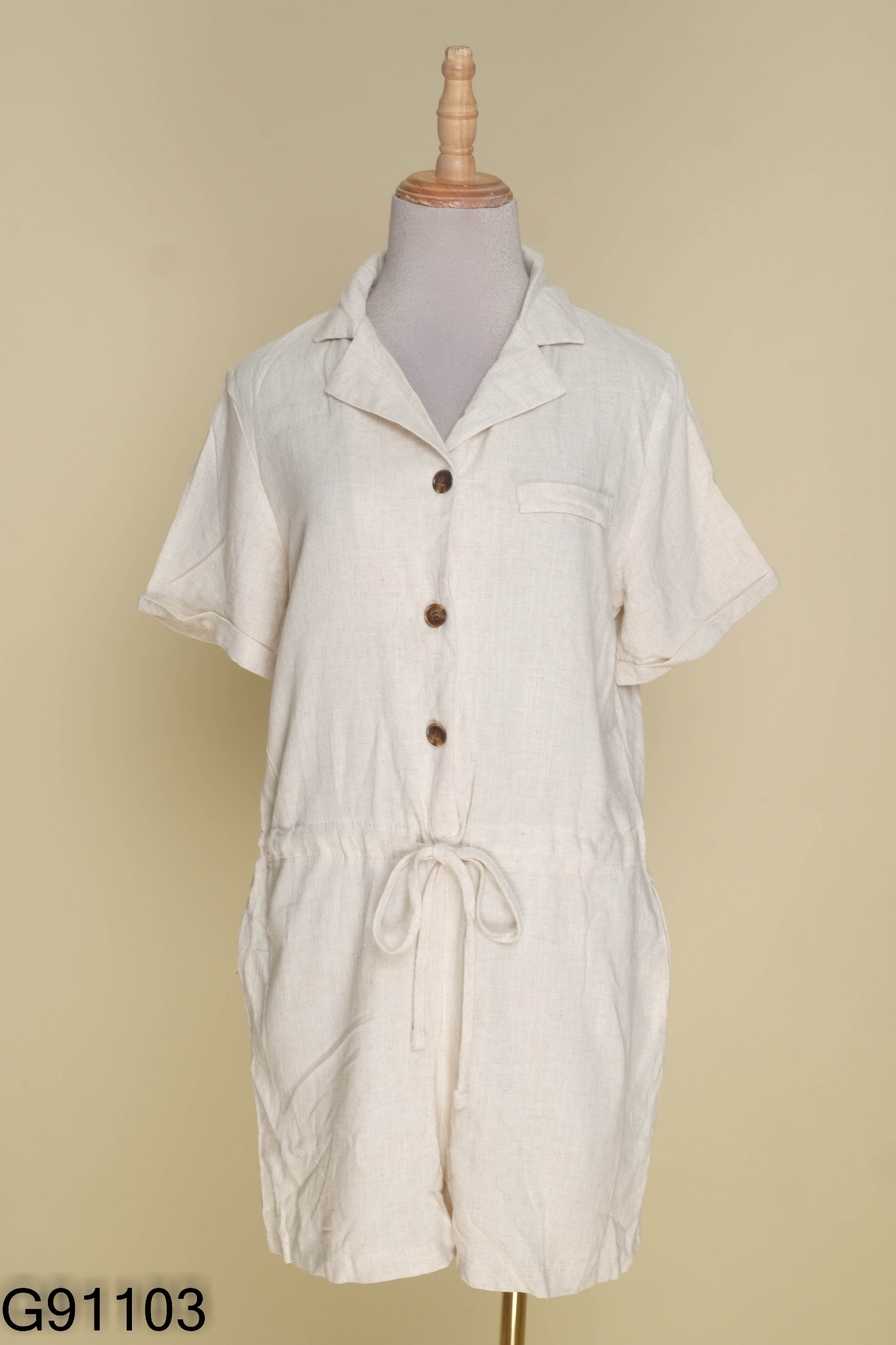 NEWTAG Jumpsuits linen be buộc eo