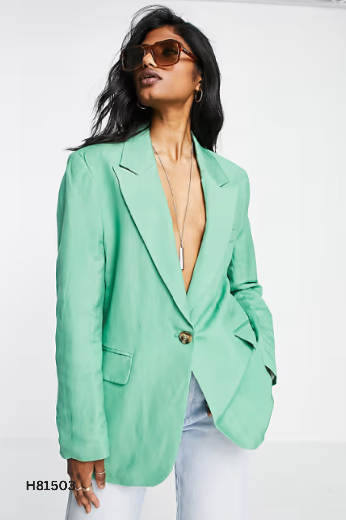 Áo blazer BERSHKA xanh