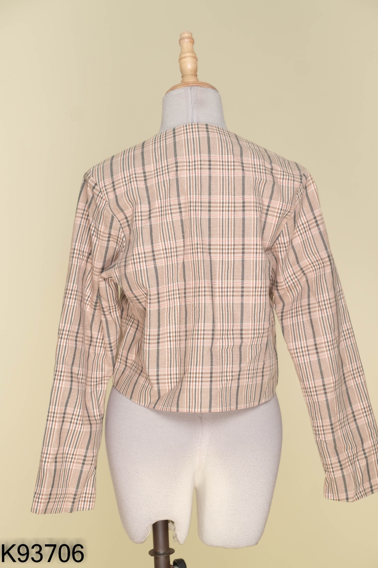 Áo CECI CALE nâu kẻ xanh