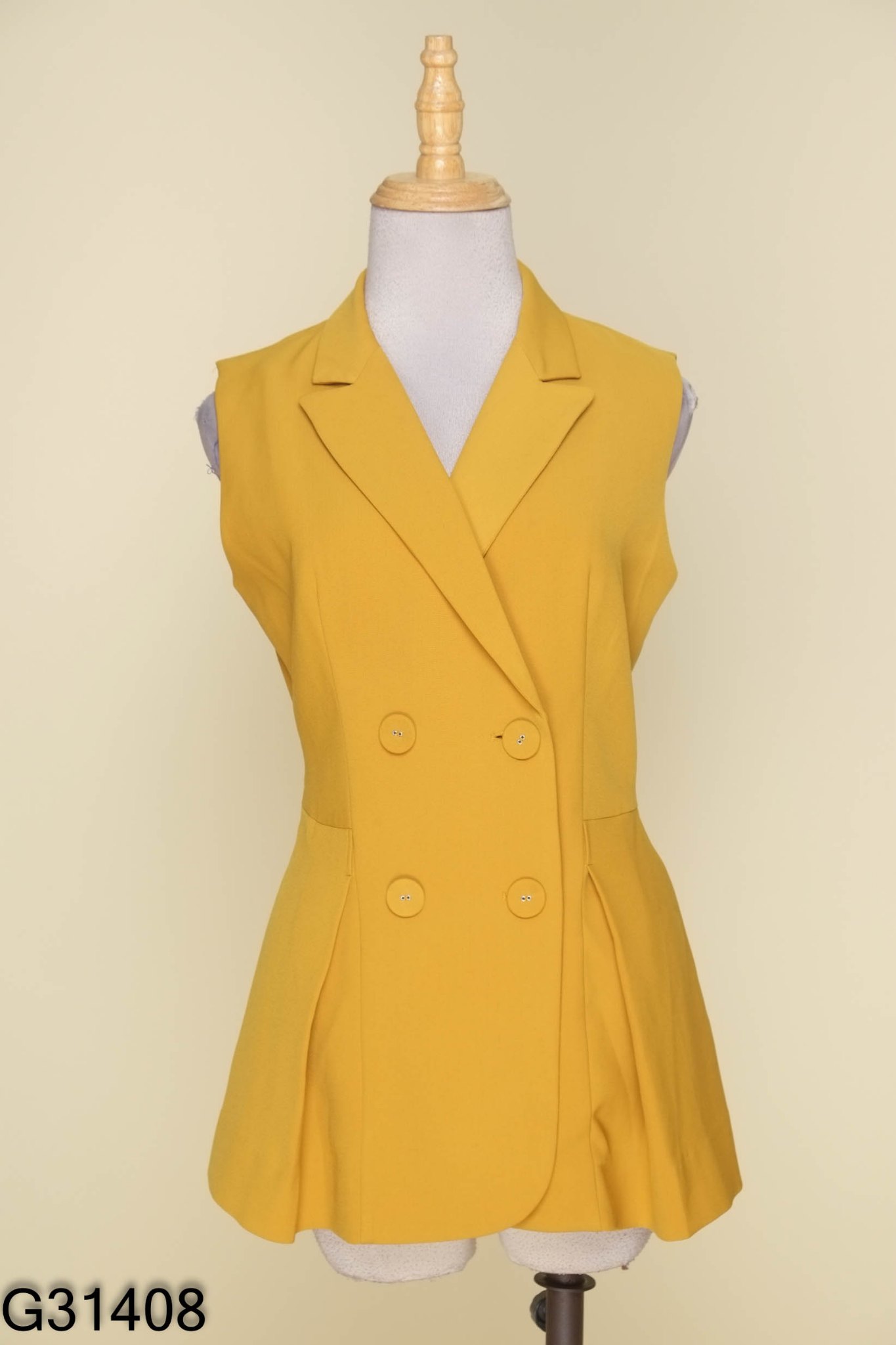 Áo gile vàng S.PEARL cổ vest