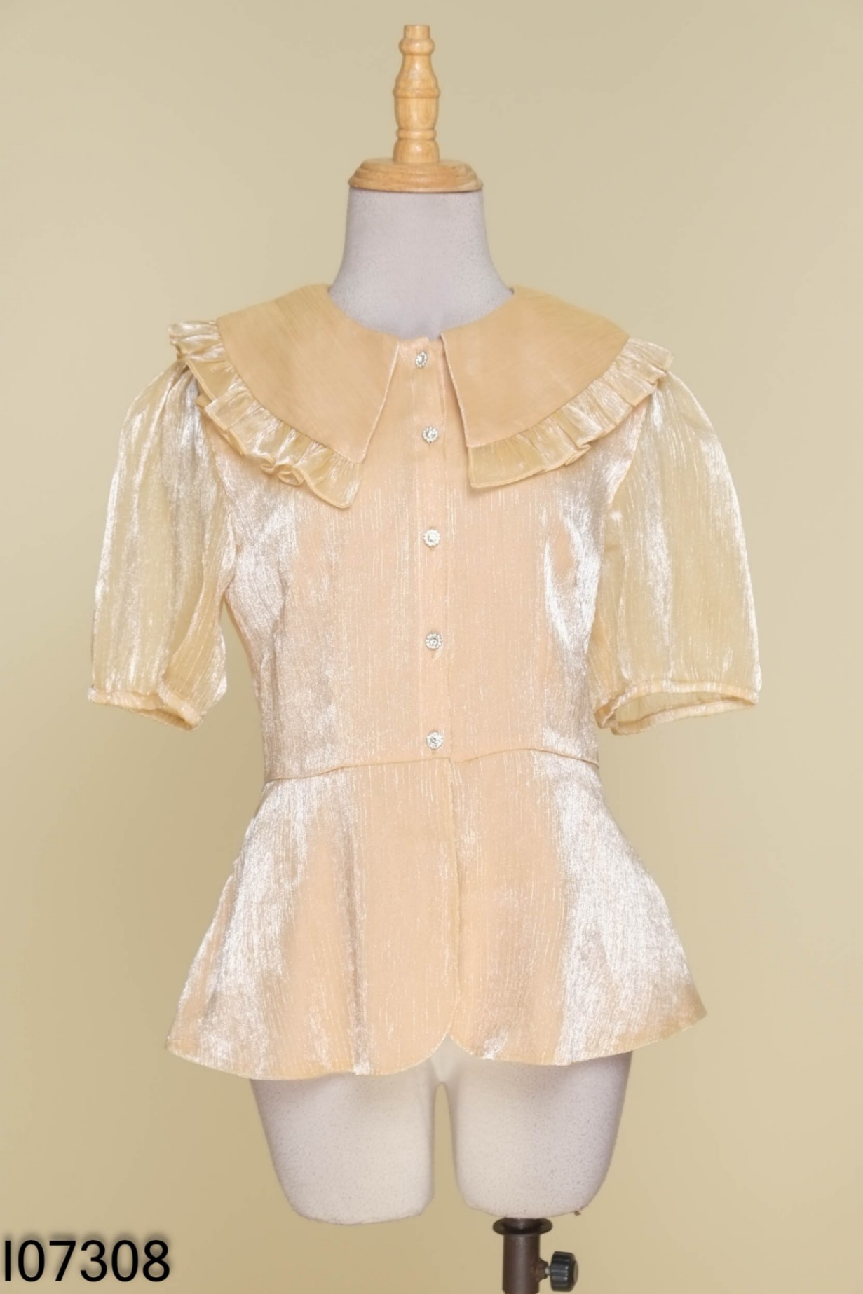 Áo sơ mi chiffon bóng be