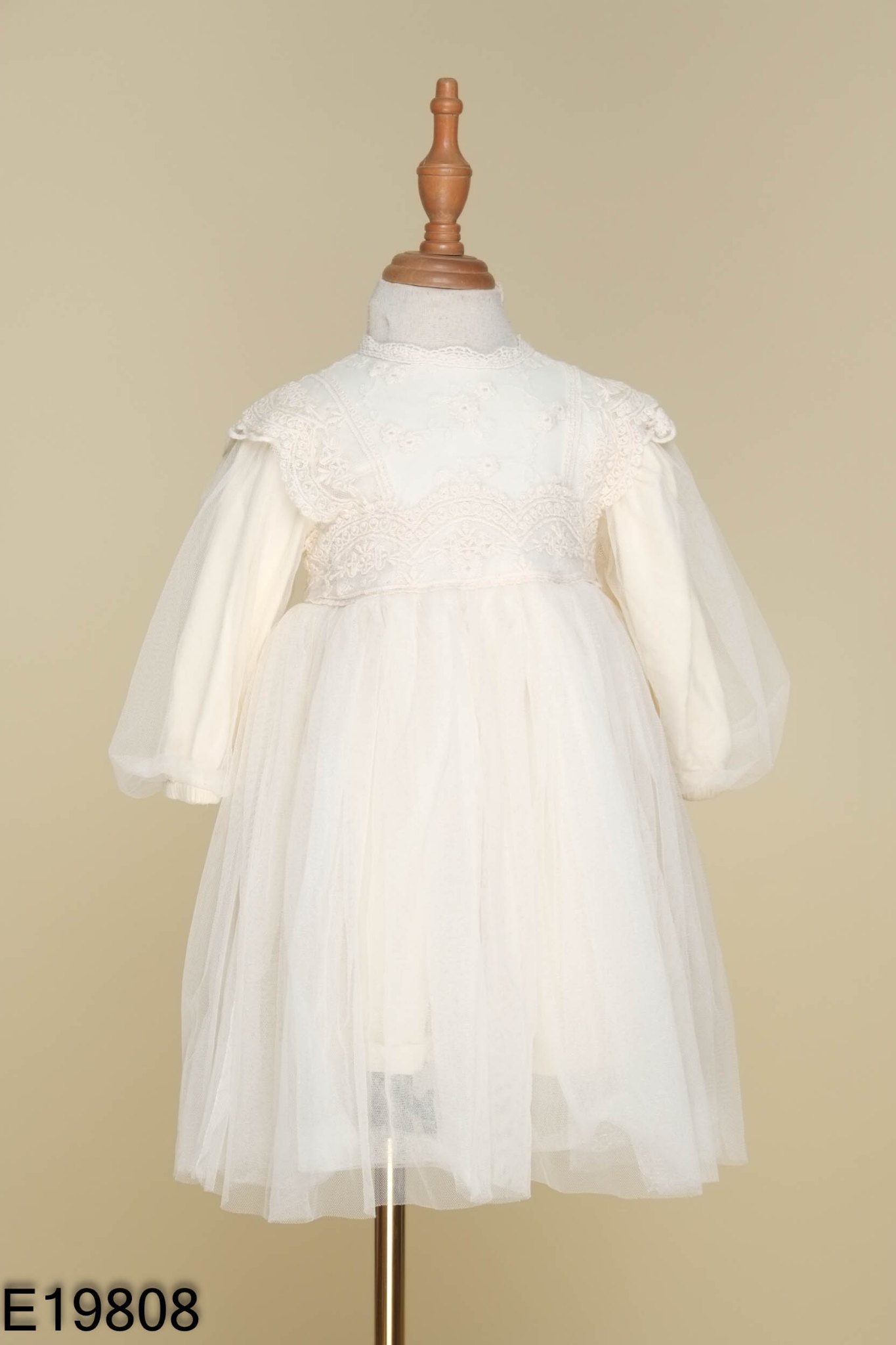 Váy lưới be mix ren KIDS