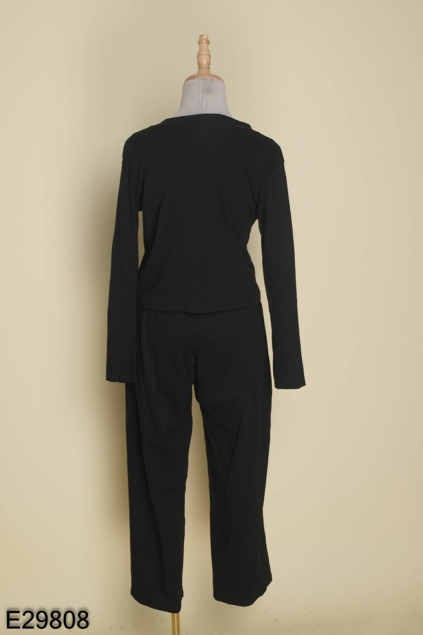 SET thun đen áo bra + cardigan thun + quần dài