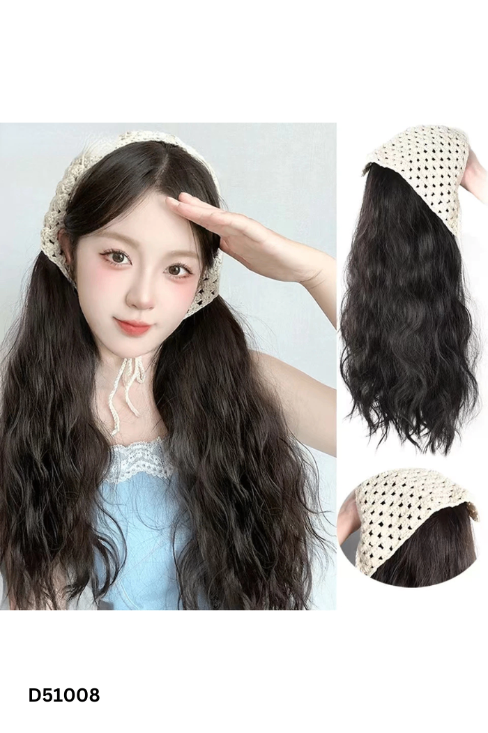 Tóc giả nâu phối khăn
