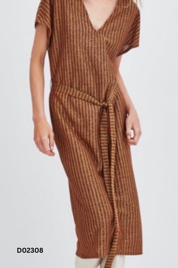 Váy nâu nhũ sọc ZARA kẻm đai