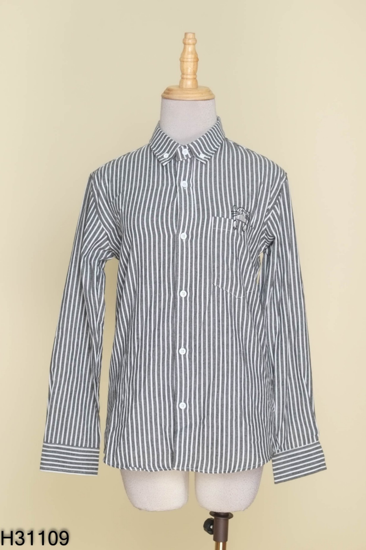 Áo sơ mi linen trắng ghi