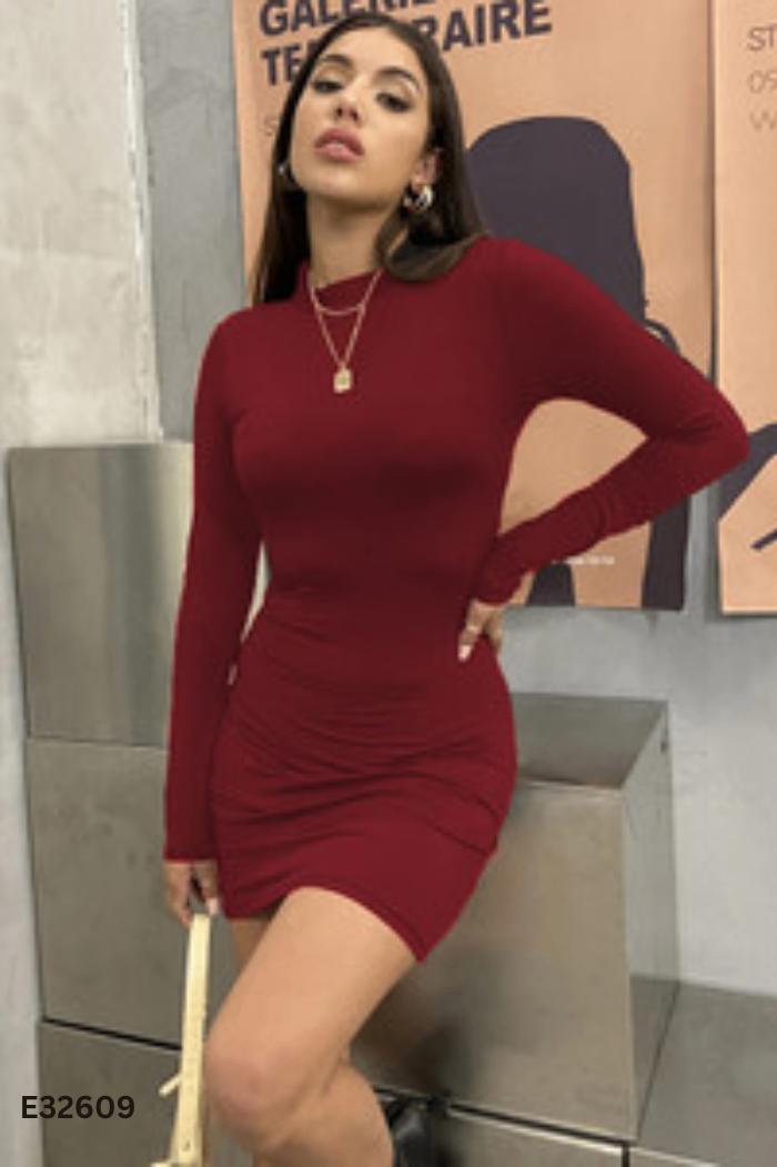Váy body len đỏ đô