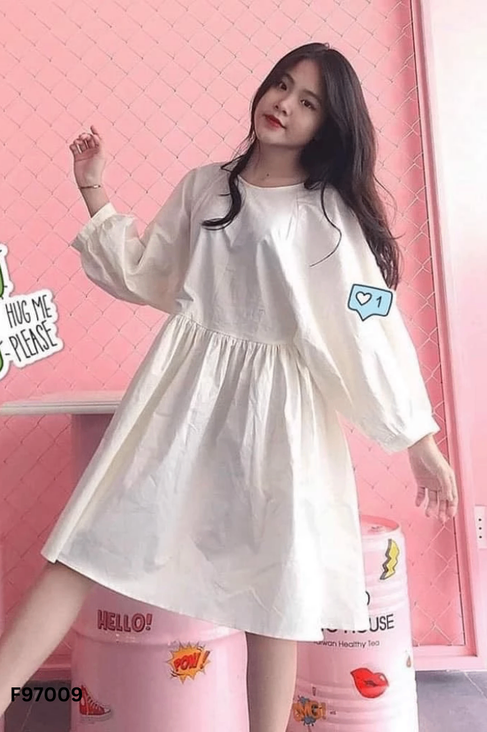 Váy babydoll trắng trơn