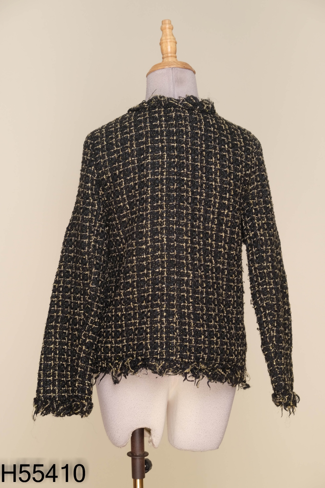 Áo daạ tweed đen kẻ vàng