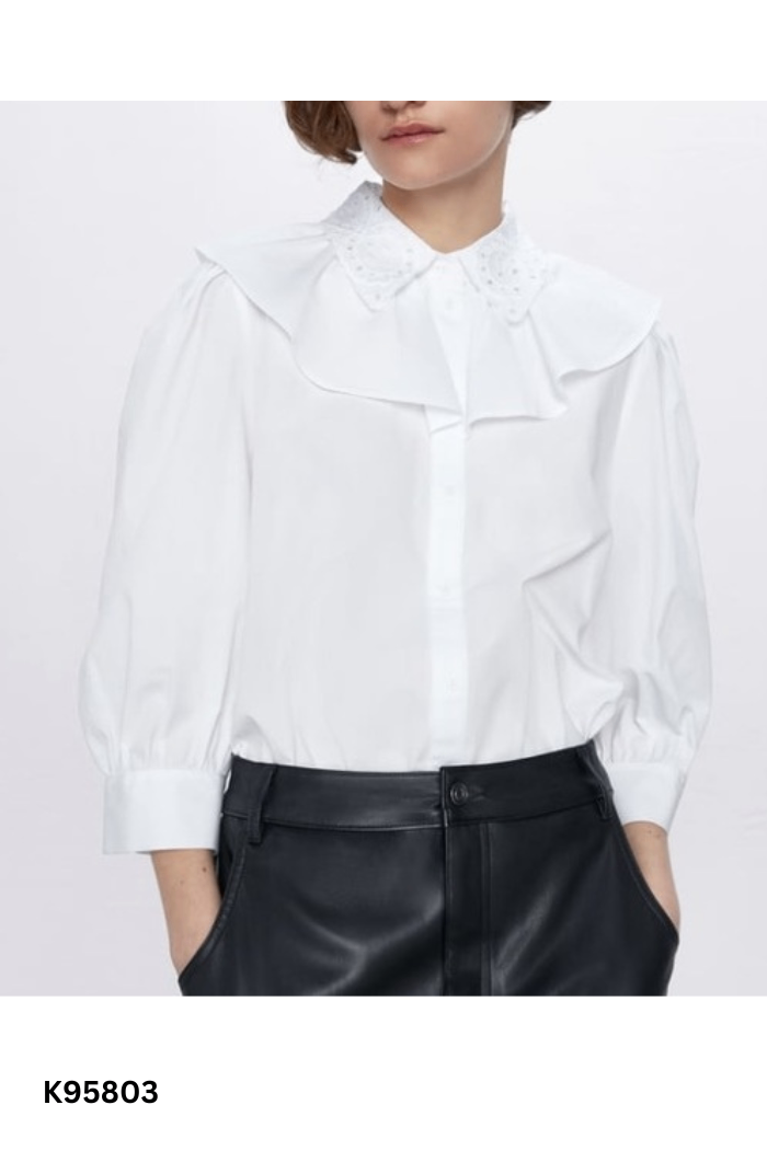 Áo sơ mi ZARA trắng phối vạt