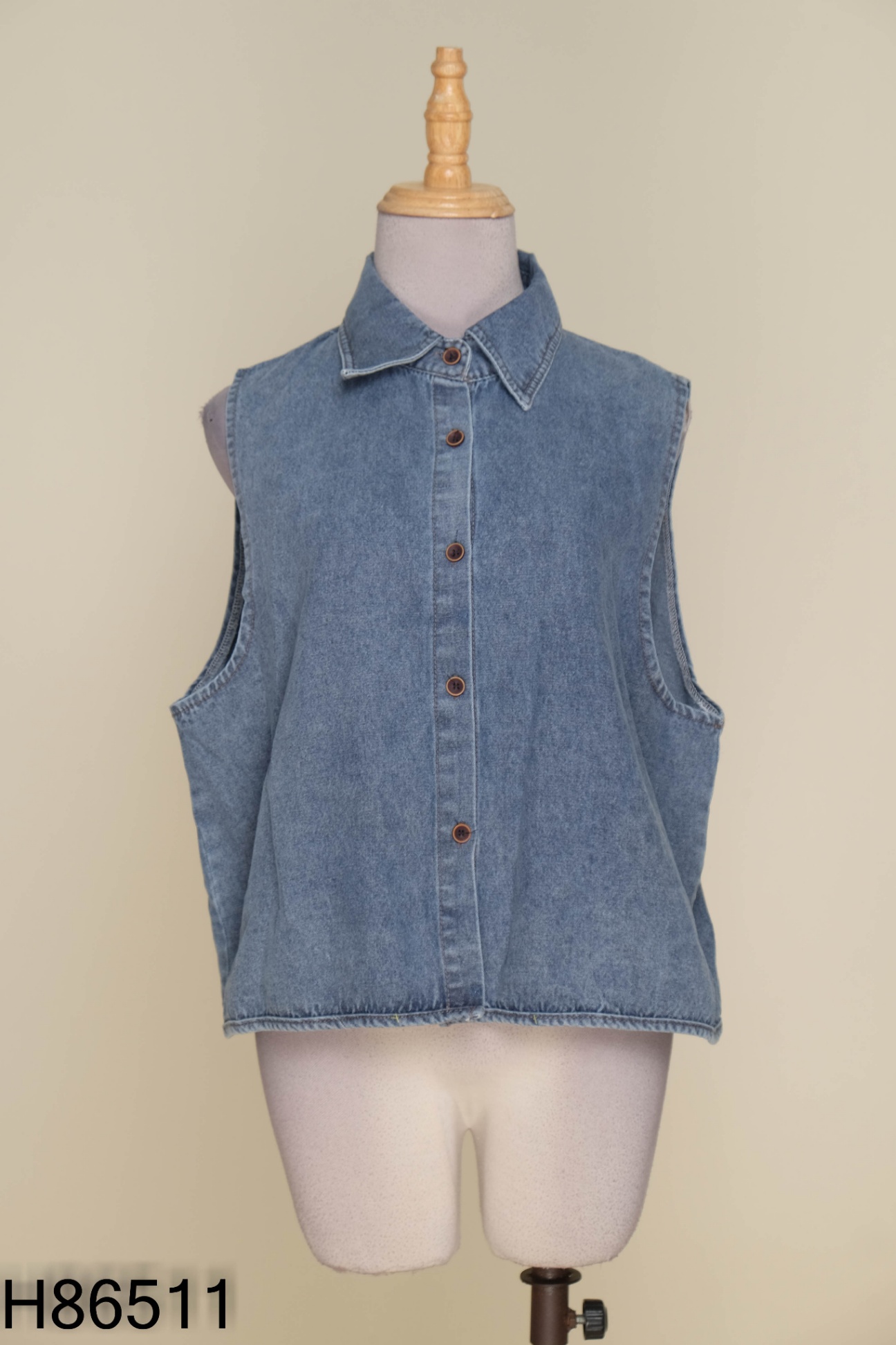 NEWTAG Áo sát nách jeans xanh