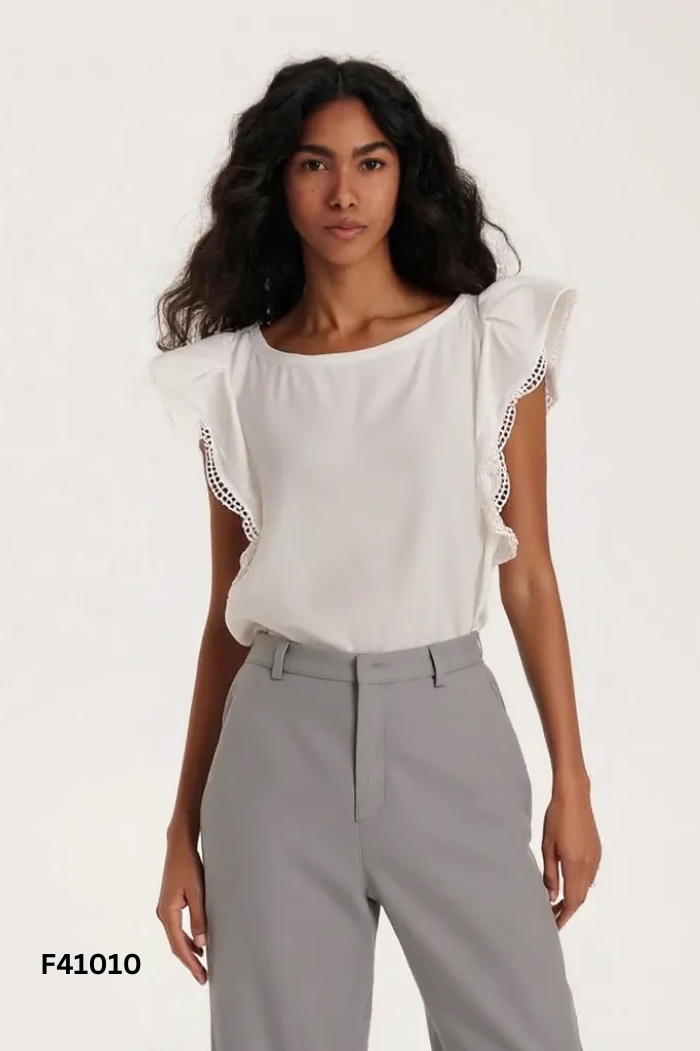 NEWTAG Áo trắng ANN TAYLOR tay bèo
