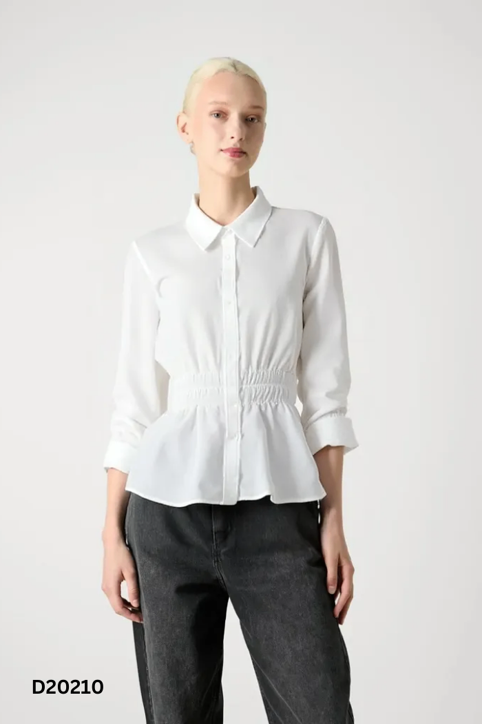 NEWTAG Áo trắng eo chun (ZARA xuất)