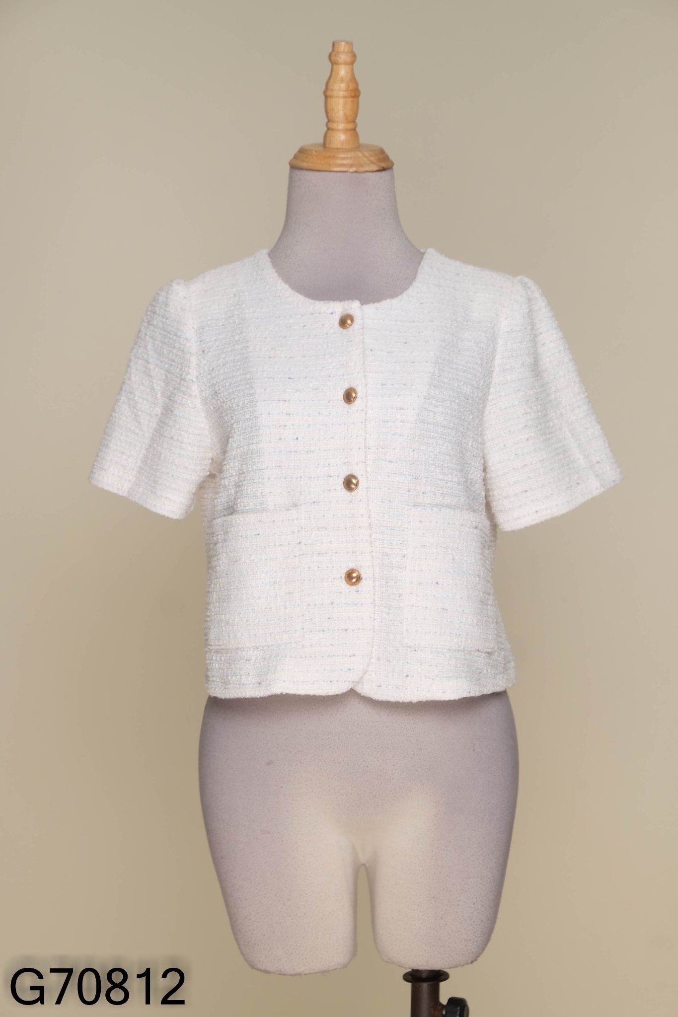 Áo dạ tweed be trắng