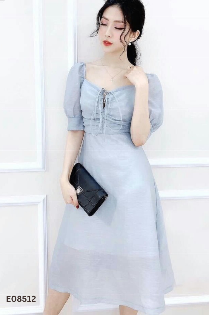 Váy chiffon ghi dúm