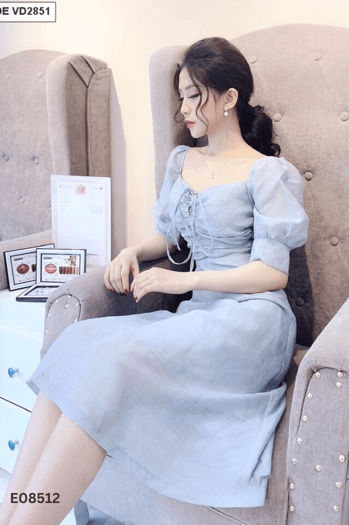 Váy chiffon ghi dúm