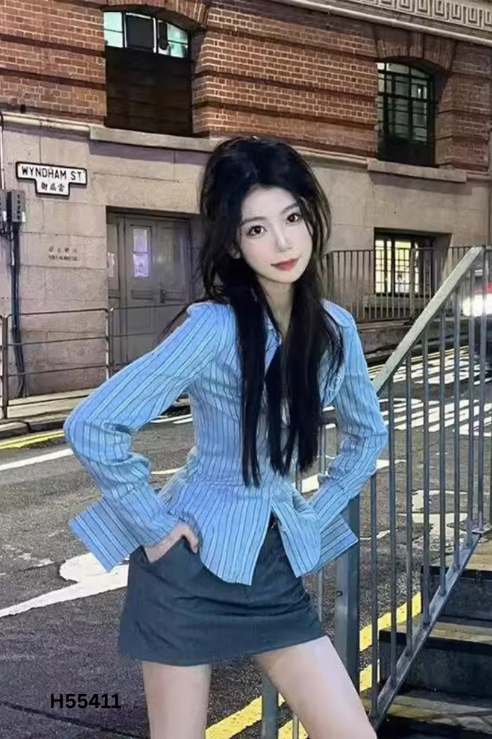 Áo sơ mi xanh sọc
