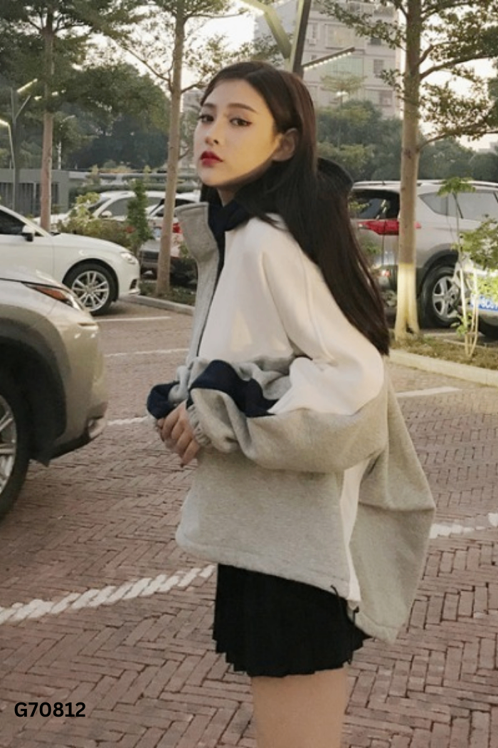 Áo nỉ xám phôi xanh