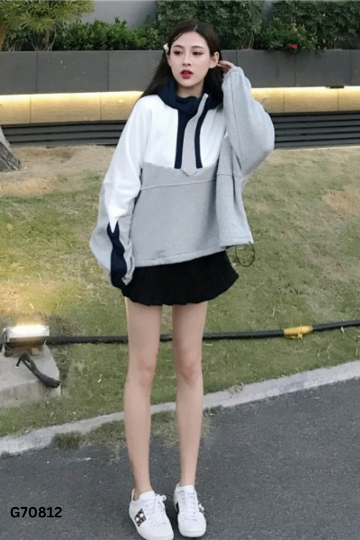 Áo nỉ xám phôi xanh
