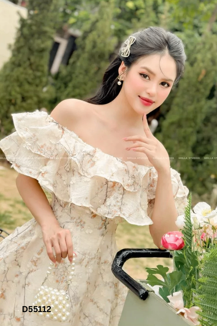 Váy THE SHILLA be họa tiết xám