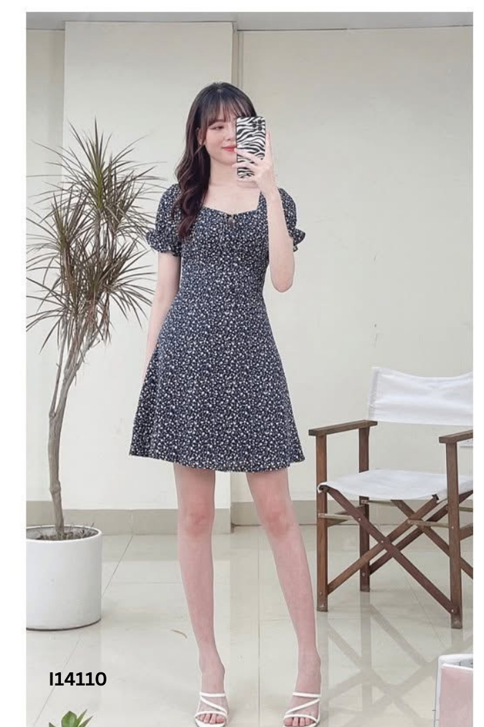 Váy xanh than ADORE DRESS hoa