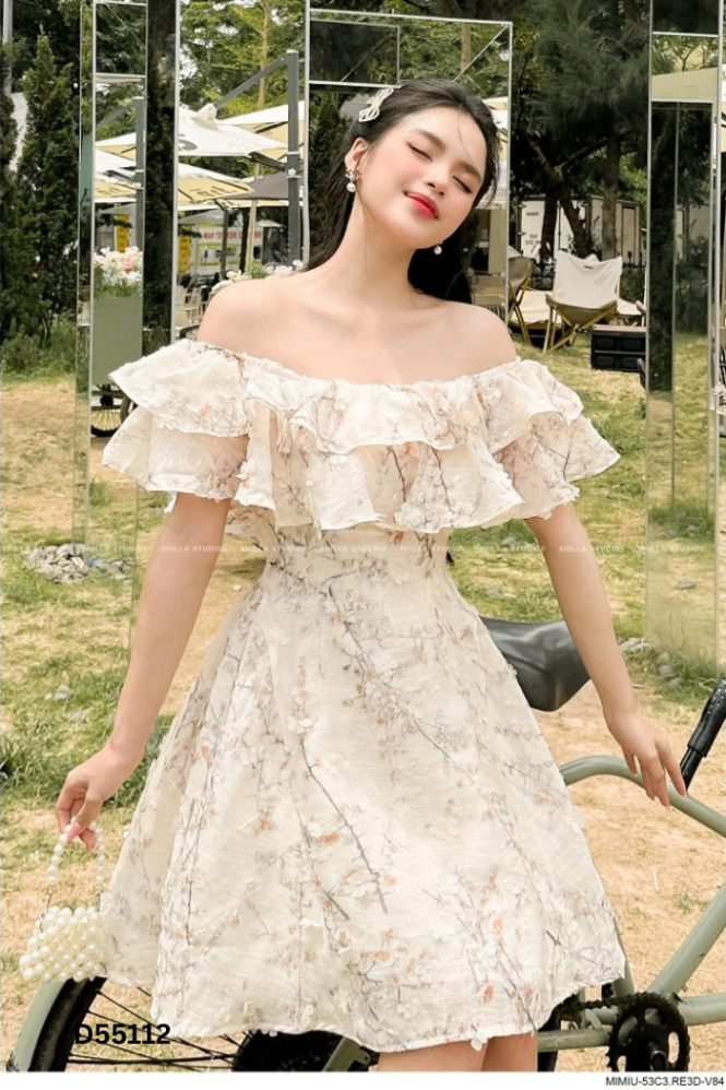 Váy THE SHILLA be họa tiết xám