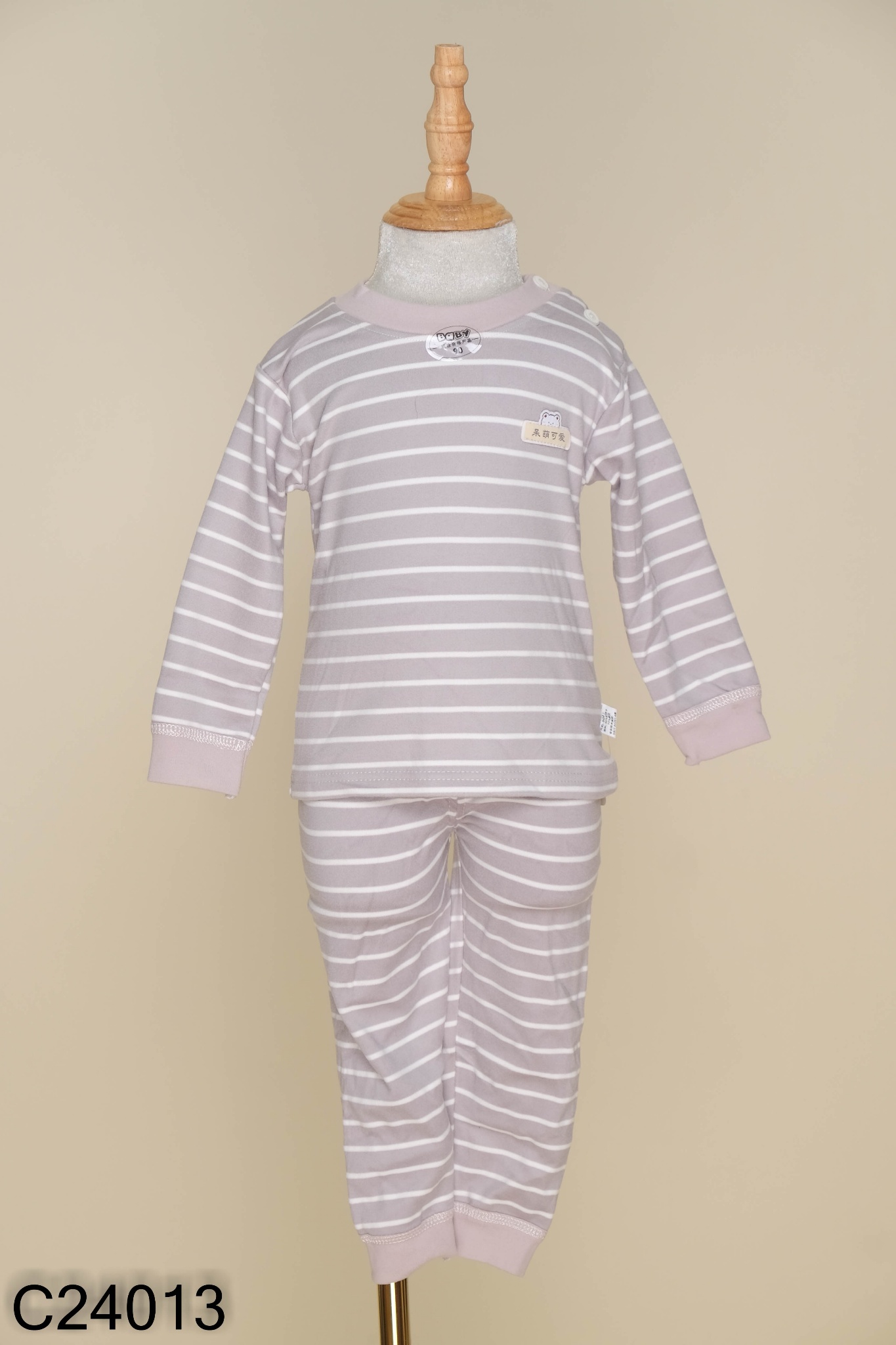 NEWTAG SET Áo xám be kẻ trắng + quần dài KIDS