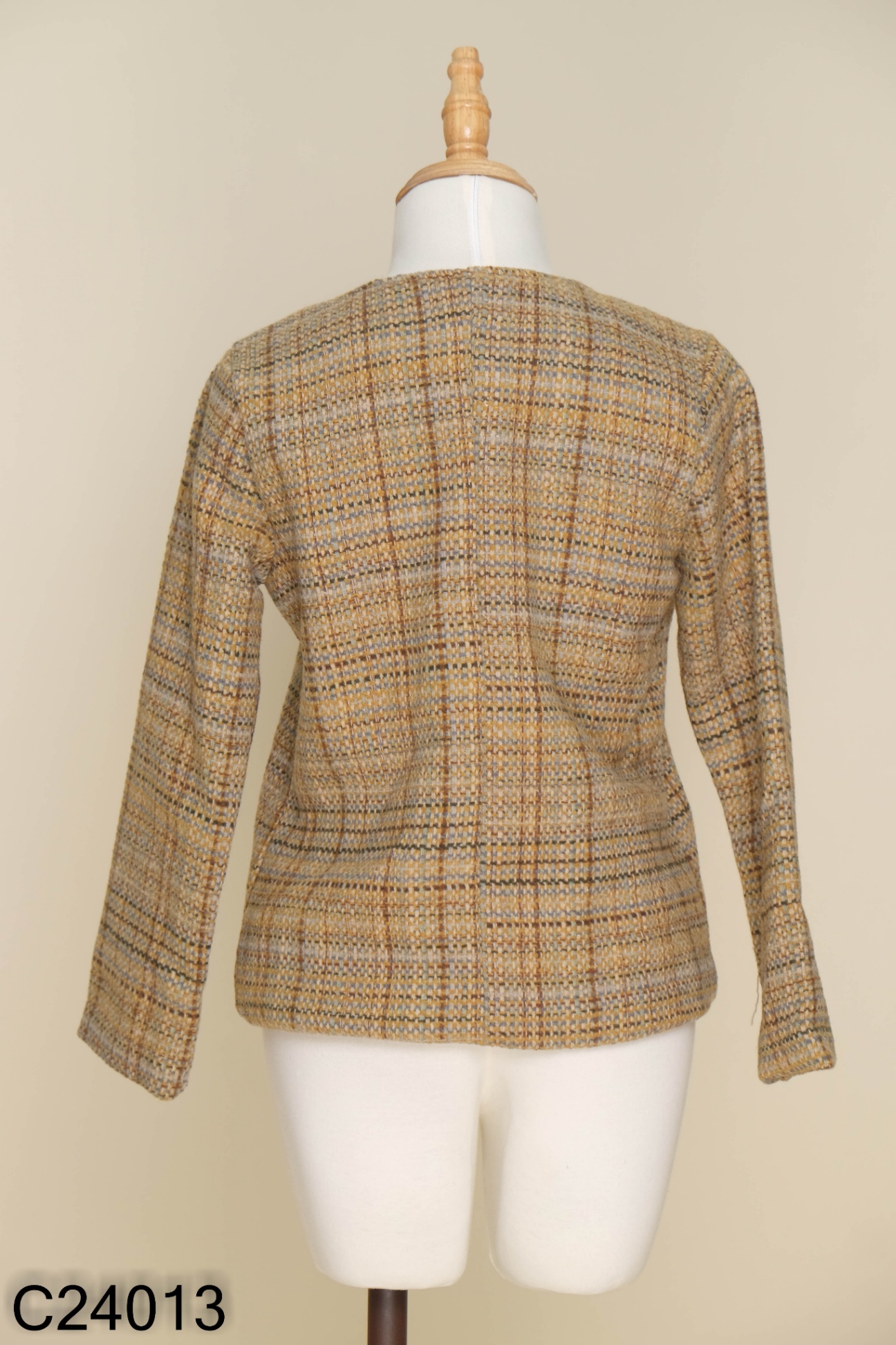 NEWTAG Áo khoác dạ tweed vàng xanh