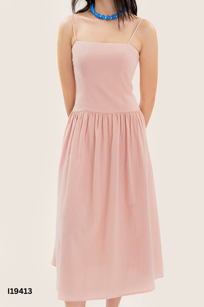 NEWTAG Váy LIBE linen hồng xòe