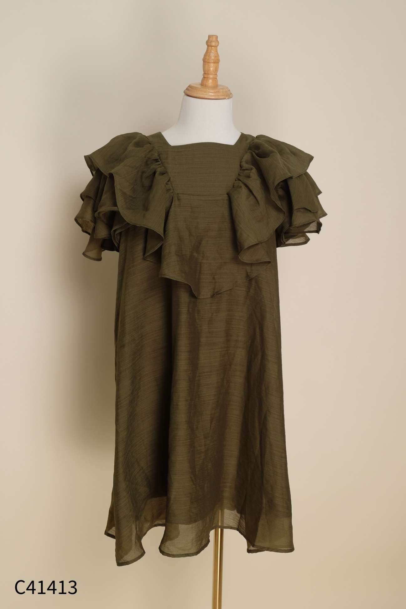 Váy chiffon xanh LEIDI phối bèo