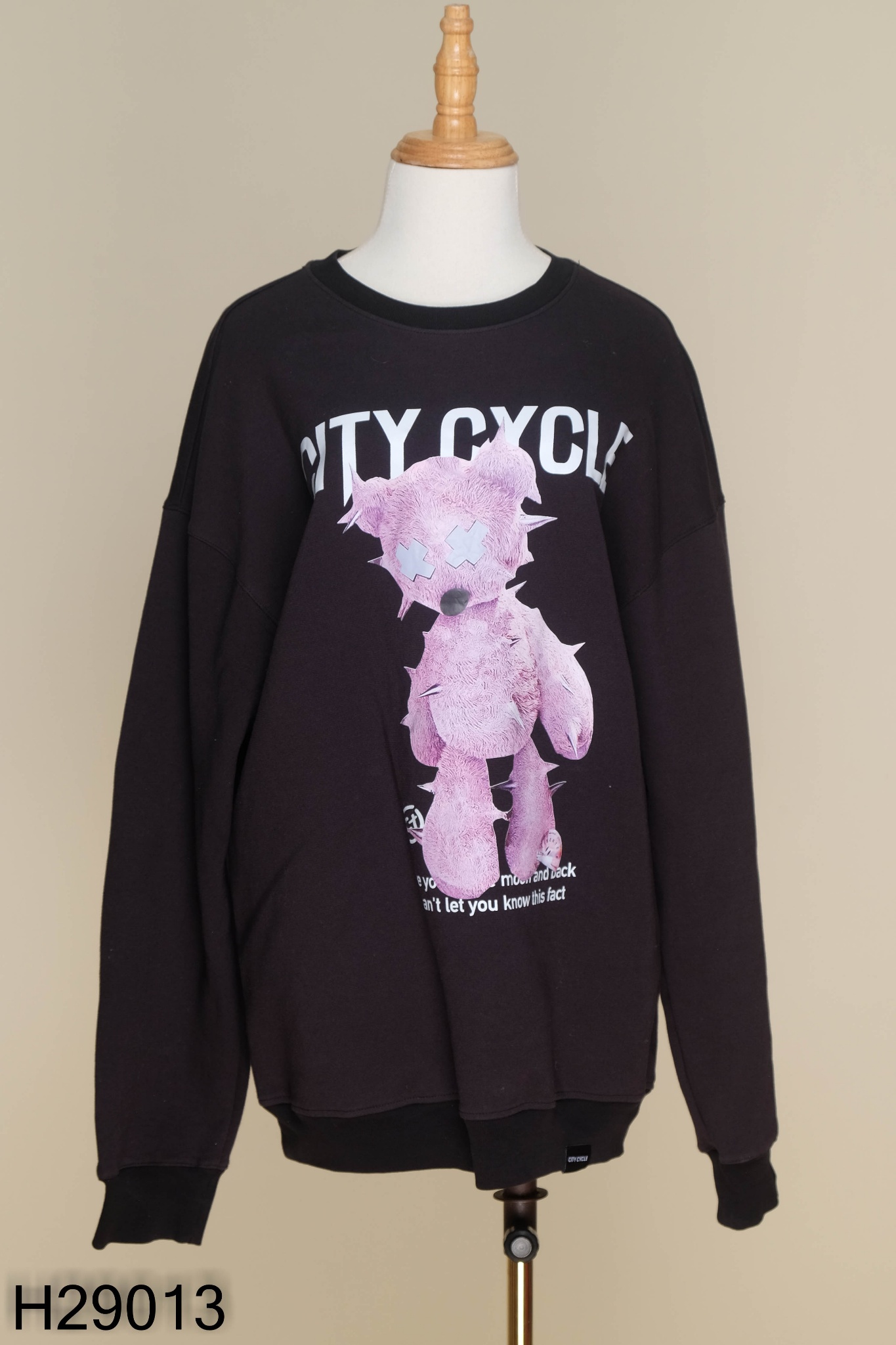 Áo sweater CITY CYCLE nỉ đen họa tiết
