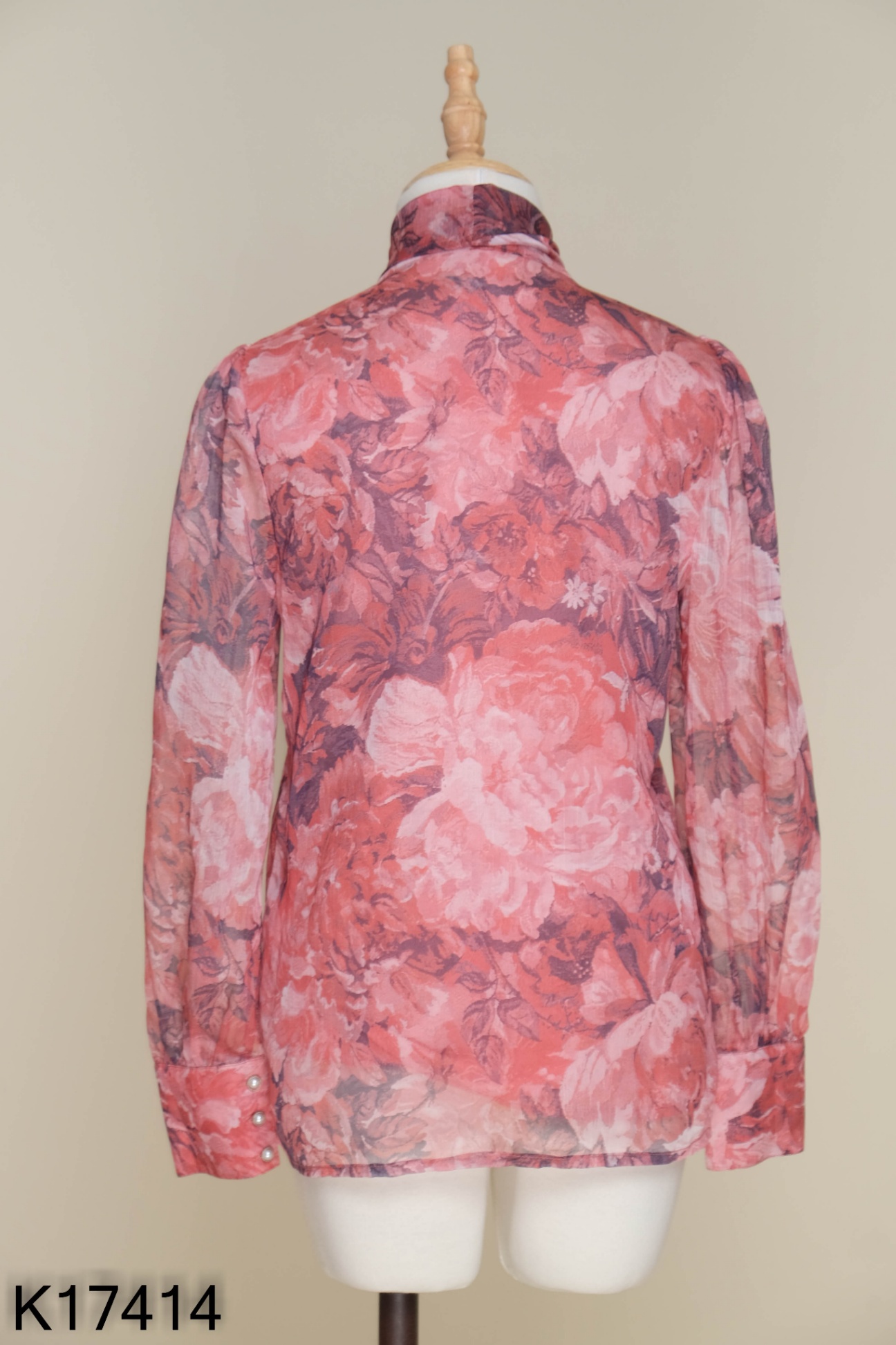 Áo sơ mi PEONY voan đỏ hoa
