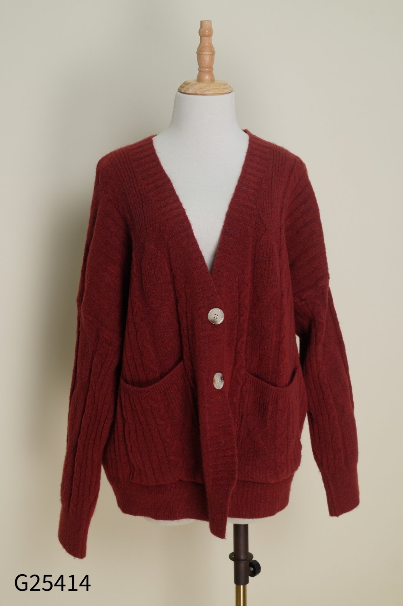 Cardigan len đỏ trơn