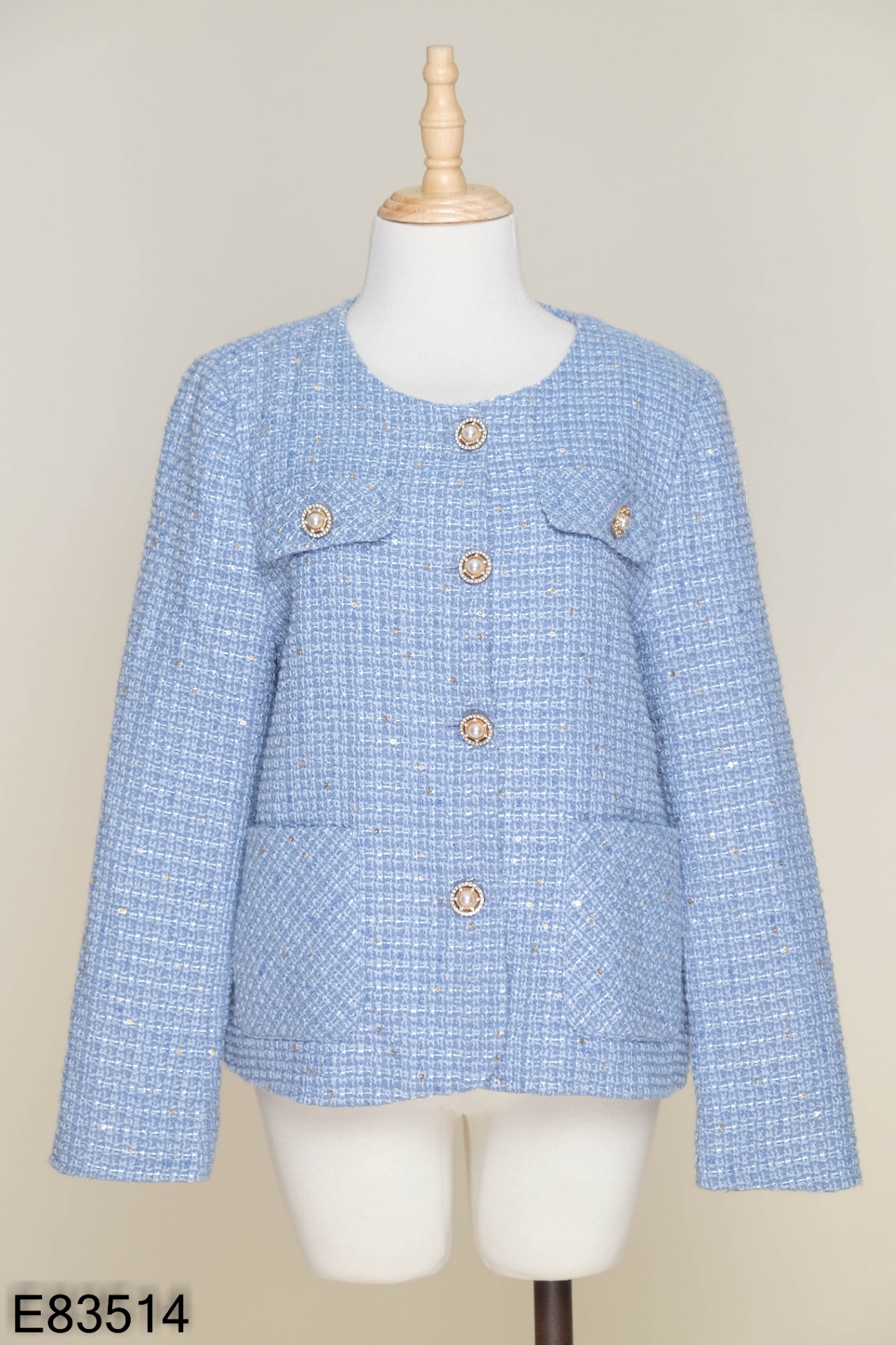 Áooãnh dạ tweed cúc ngọc