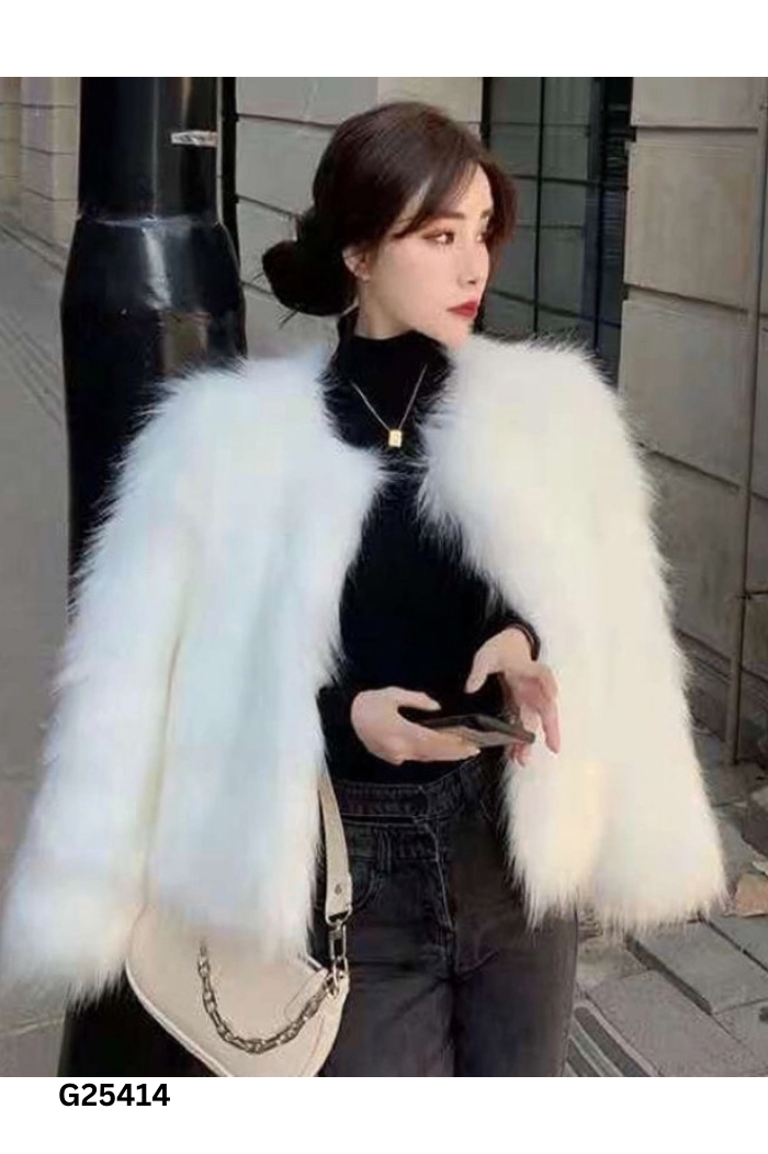NEWTAG Áo khoác lông trắng