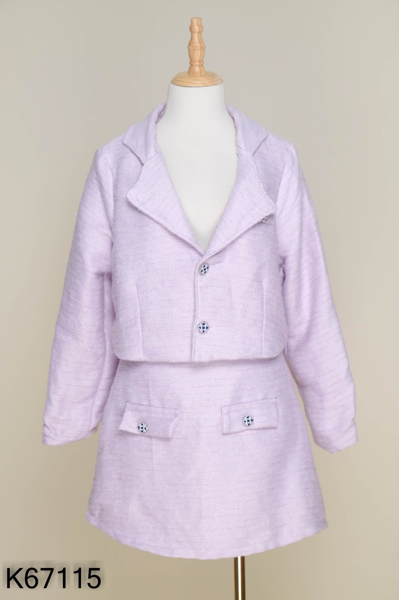 SET Áo dạ tweed tím + chân váy