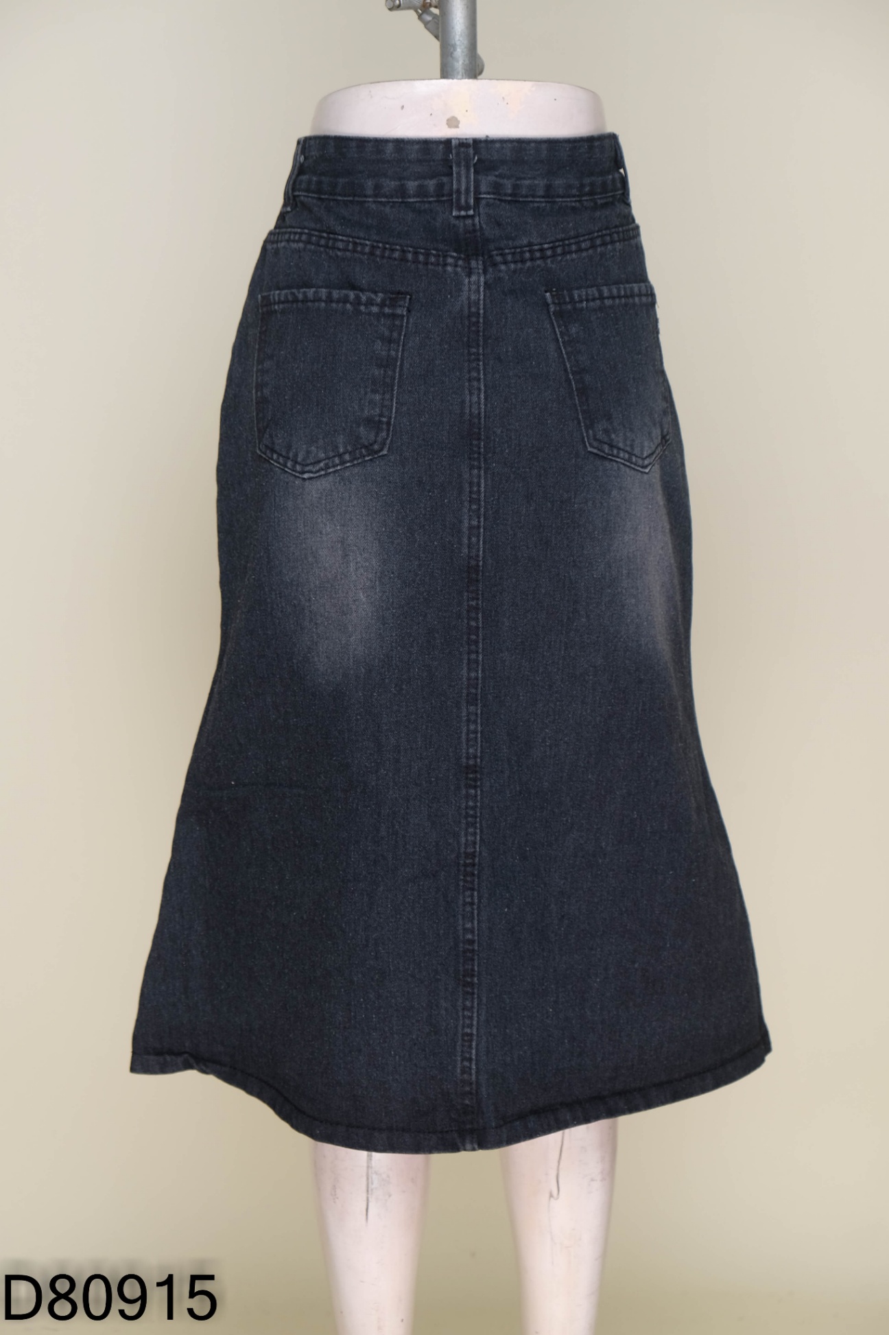 Chân váy nhỡ jeans xám