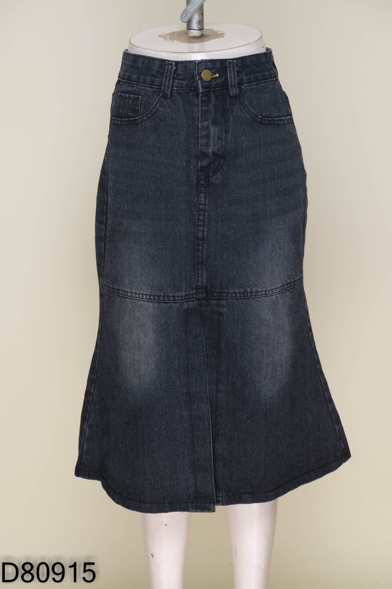 Chân váy nhỡ jeans xám