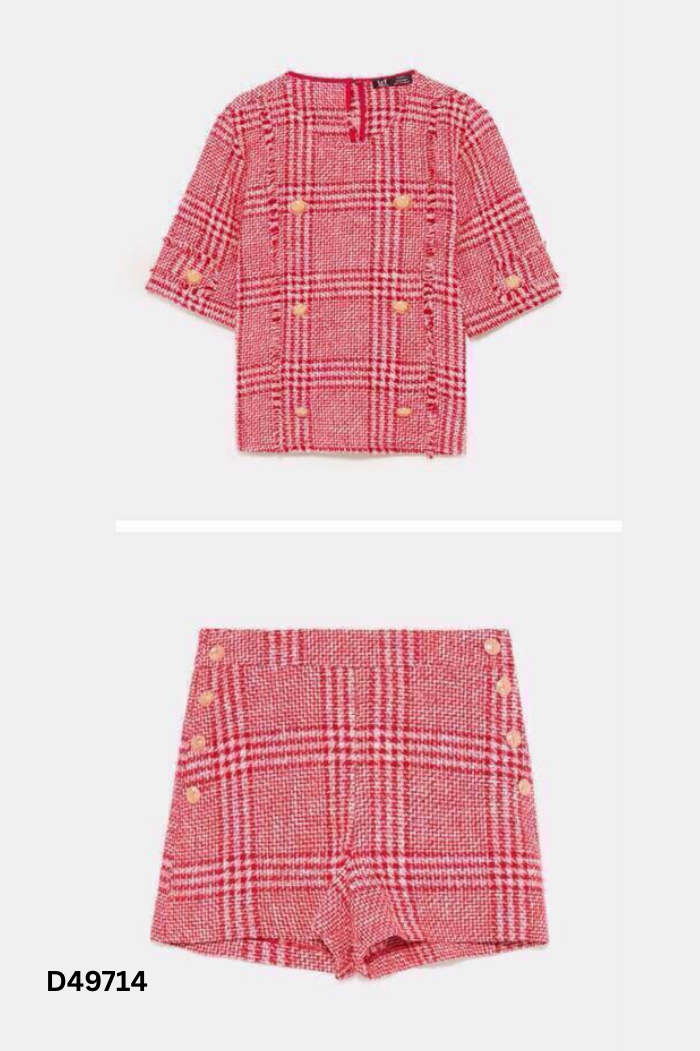 SET dạ đỏ trắng tua rua áo + quần short