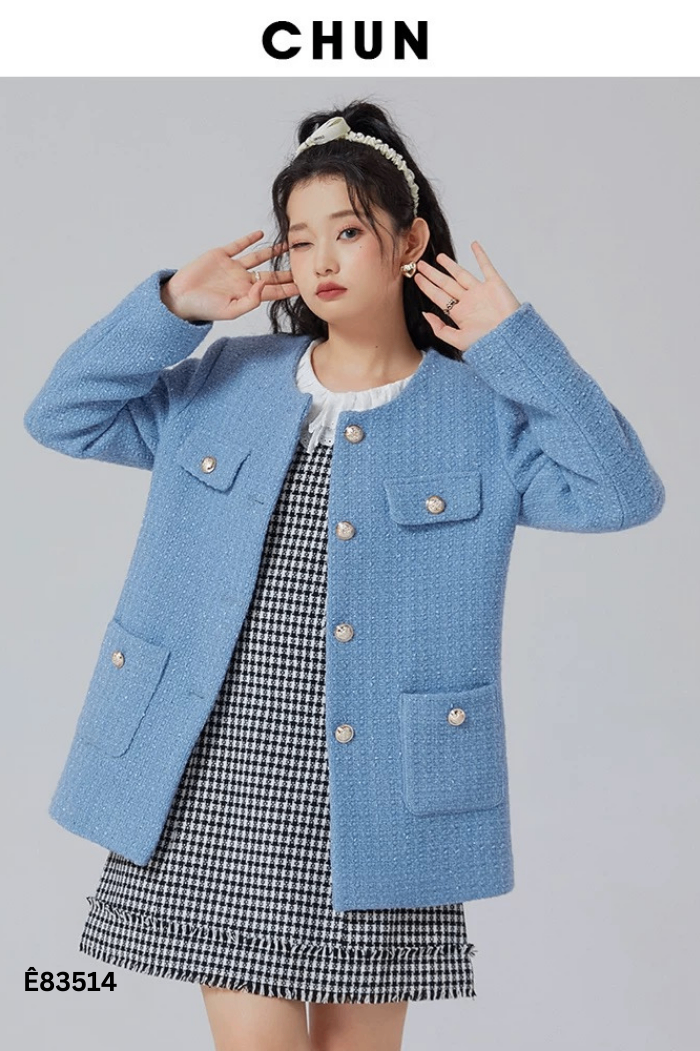 Áooãnh dạ tweed cúc ngọc