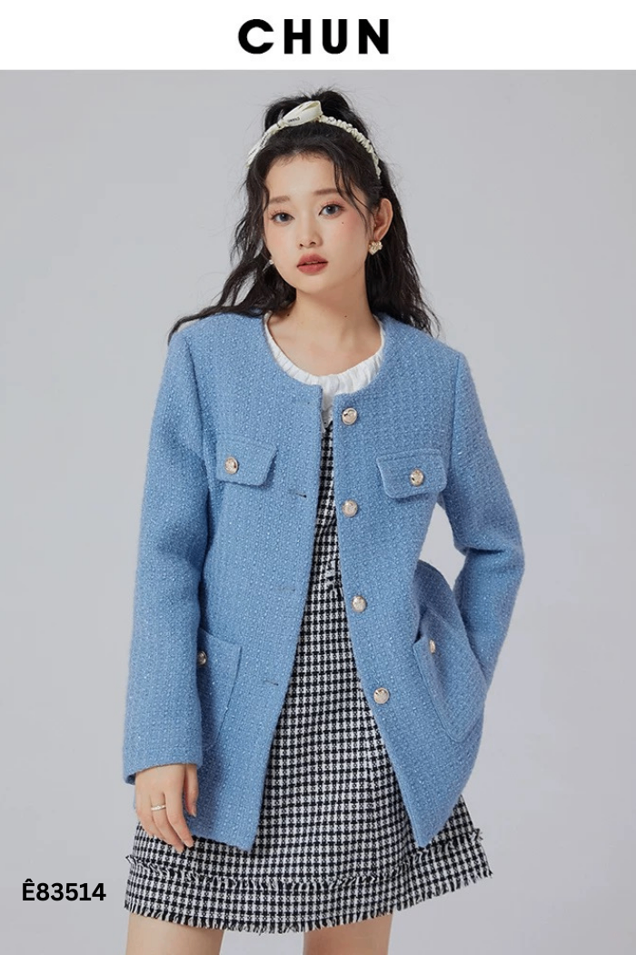 Áooãnh dạ tweed cúc ngọc
