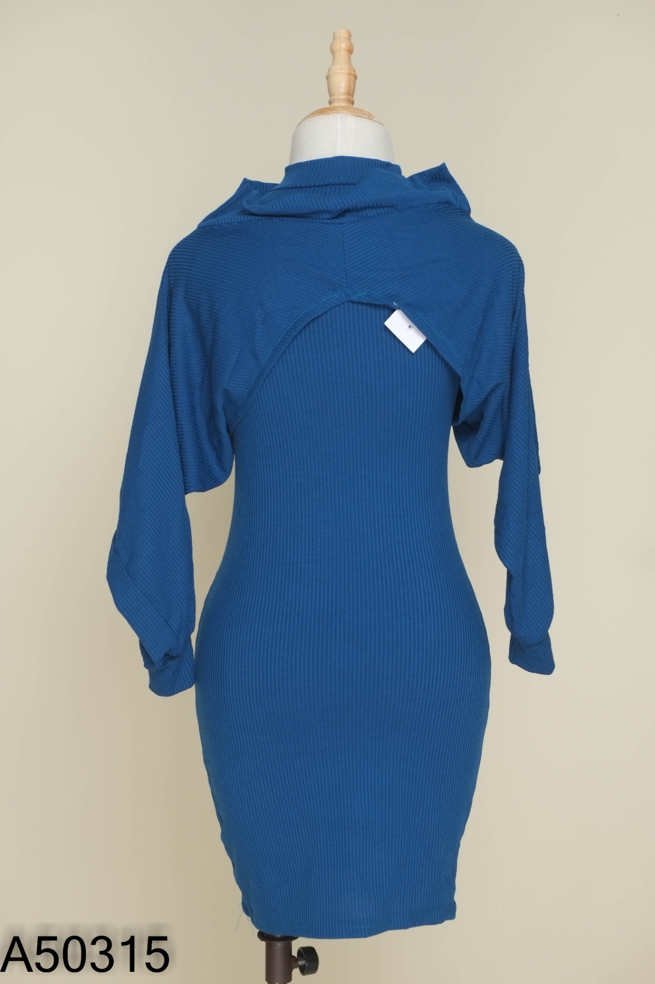 SET Thun tăm xanh dương váy sát nách + áo croptop