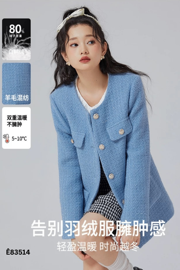 Áooãnh dạ tweed cúc ngọc