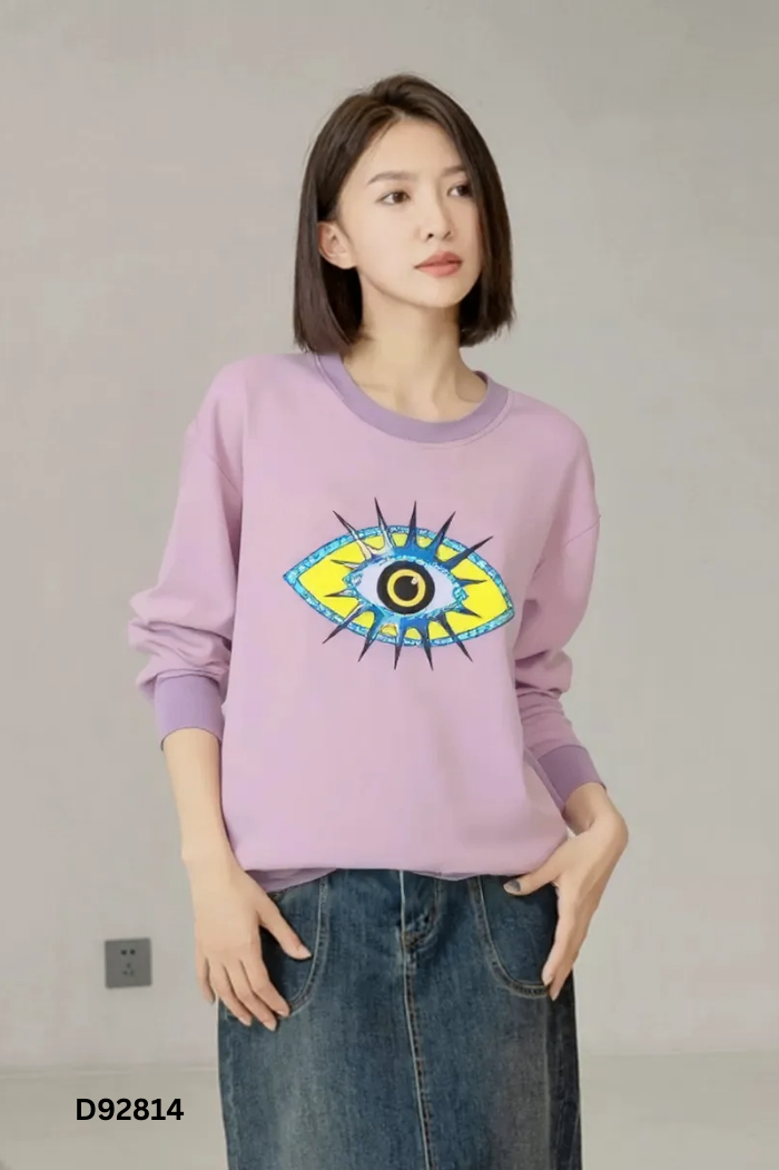 NEWTAG Áo nỉ tím mắt đá