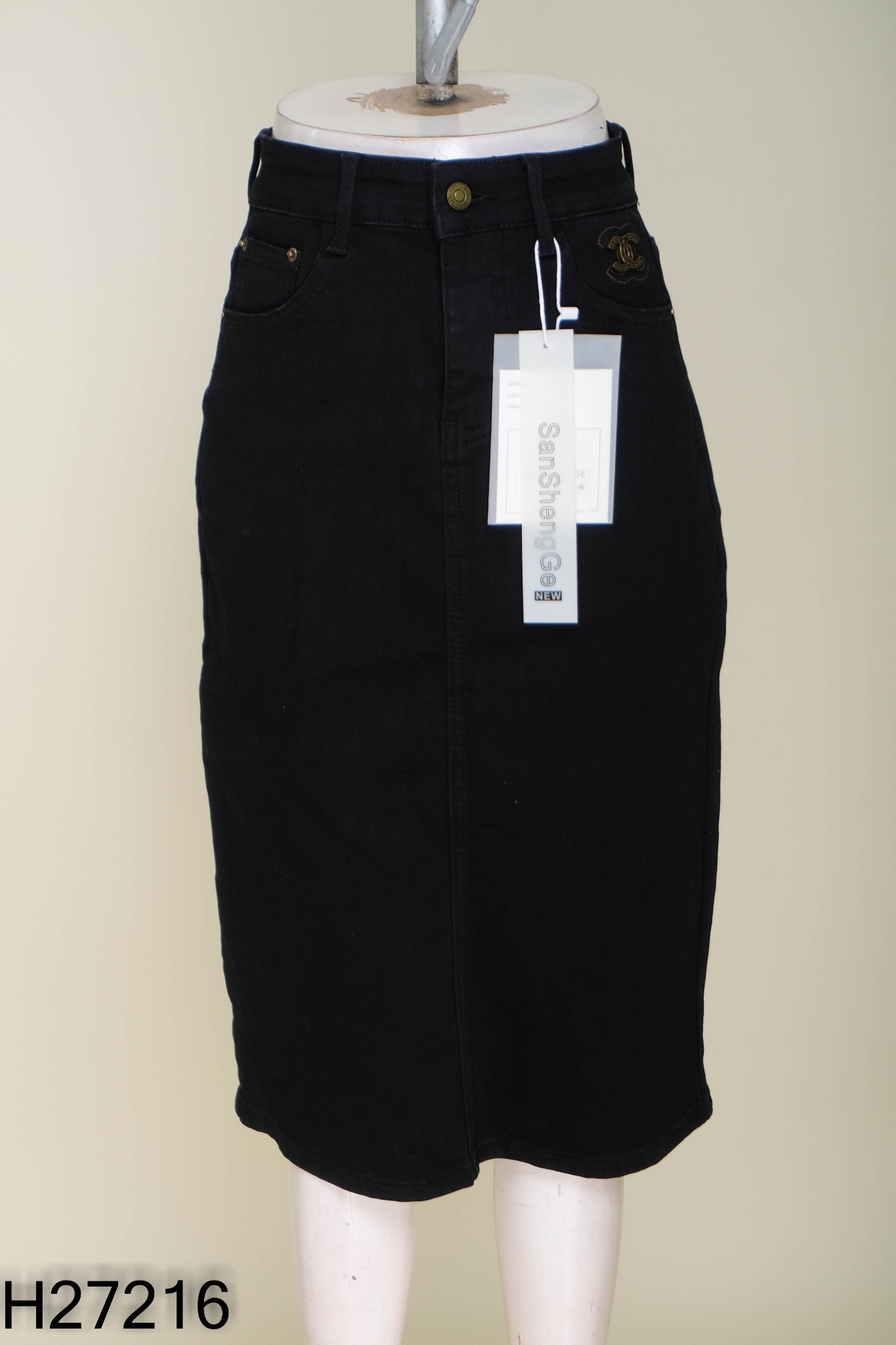 NEWTAG Chân váy jeans đen