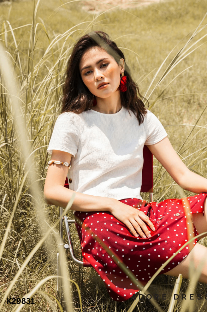 Chân váy ADORE DRESS đỏ chấm bi